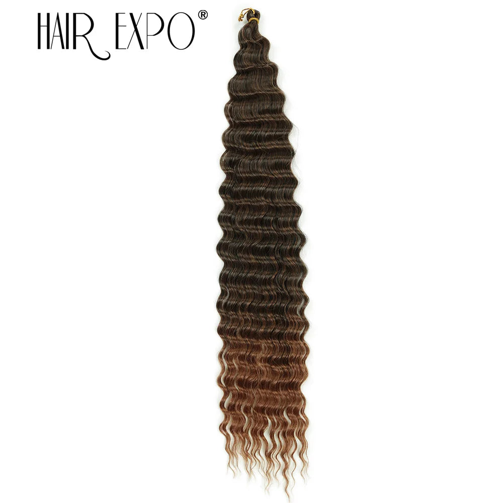30Inch Deep Wave Twist Crochet Hair Synthetic Deep Curly Braiding Hair Extension Ombre Bohemian Ocean Wave Braids Hair For Women