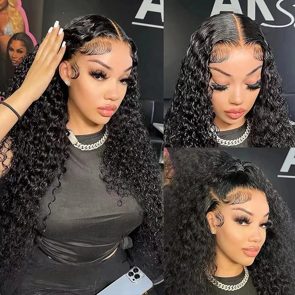 Deep Wave Frontal 13x4/13x6 Hd Lace Frontal For Women Black Glueless Human Hair Ready To Wear Human Hair Wigs