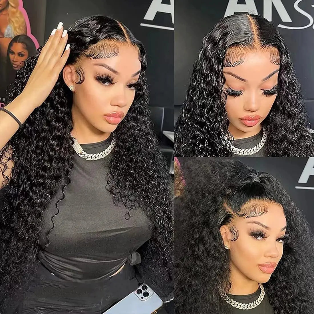 Deep Wave Frontal 13x4/13x6 Hd Lace Frontal For Women Black Glueless Human Hair Ready To Wear Human Hair Wigs