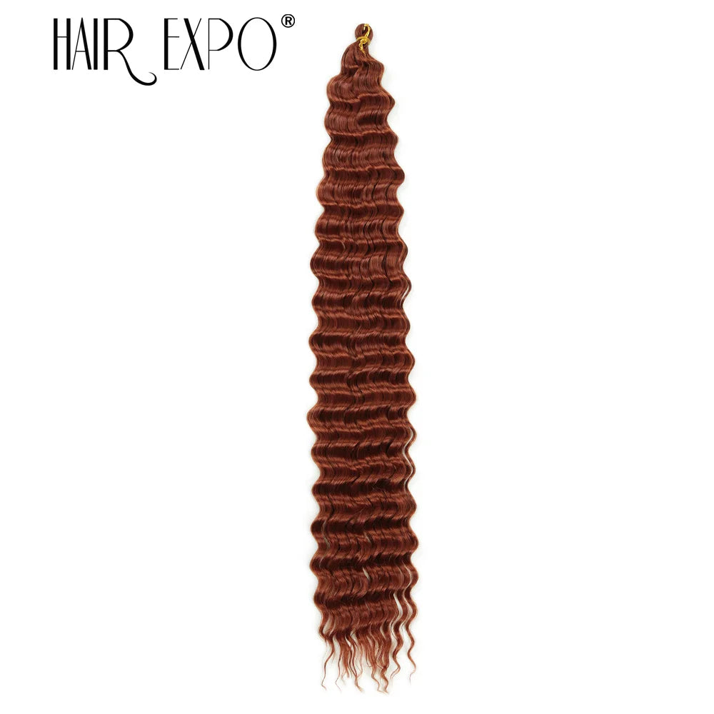 30Inch Deep Wave Twist Crochet Hair Synthetic Deep Curly Braiding Hair Extension Ombre Bohemian Ocean Wave Braids Hair For Women