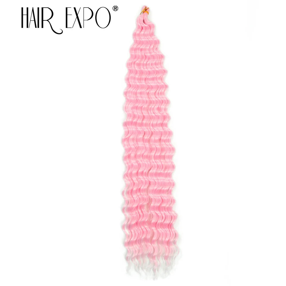 30Inch Deep Wave Twist Crochet Hair Synthetic Deep Curly Braiding Hair Extension Ombre Bohemian Ocean Wave Braids Hair For Women