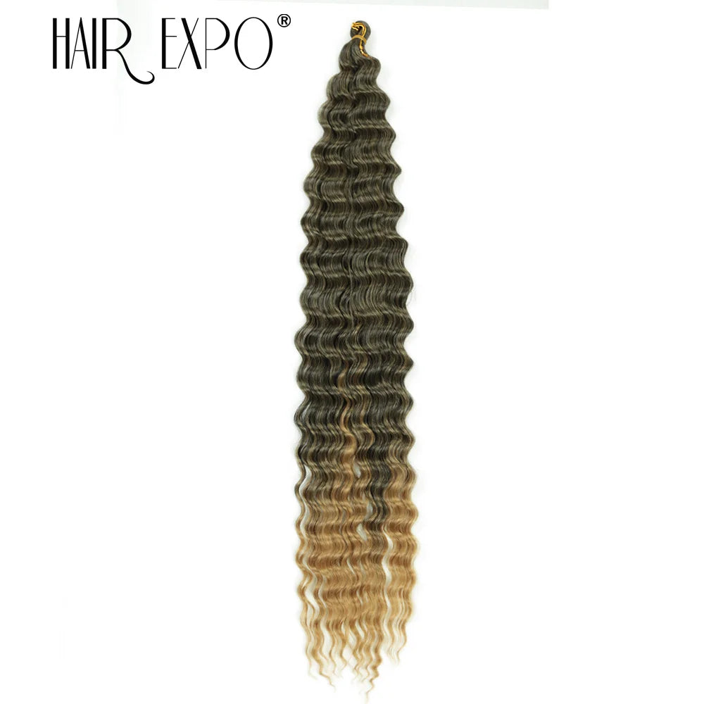 30Inch Deep Wave Twist Crochet Hair Synthetic Deep Curly Braiding Hair Extension Ombre Bohemian Ocean Wave Braids Hair For Women
