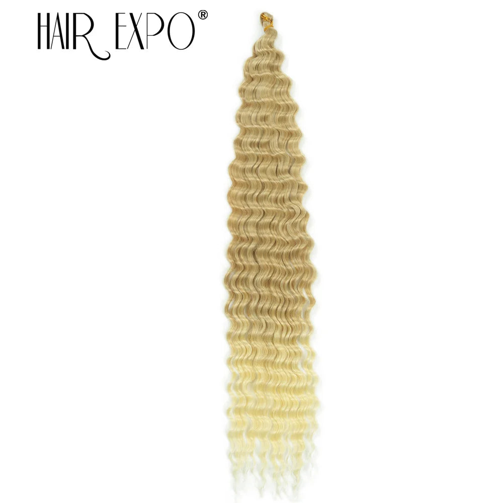 30Inch Deep Wave Twist Crochet Hair Synthetic Deep Curly Braiding Hair Extension Ombre Bohemian Ocean Wave Braids Hair For Women