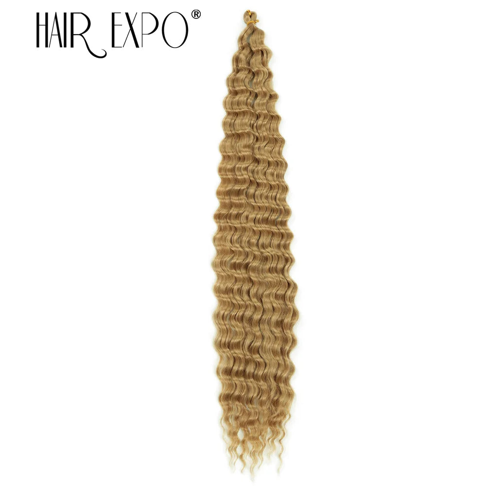 30Inch Deep Wave Twist Crochet Hair Synthetic Deep Curly Braiding Hair Extension Ombre Bohemian Ocean Wave Braids Hair For Women
