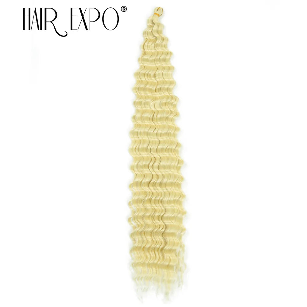 30Inch Deep Wave Twist Crochet Hair Synthetic Deep Curly Braiding Hair Extension Ombre Bohemian Ocean Wave Braids Hair For Women