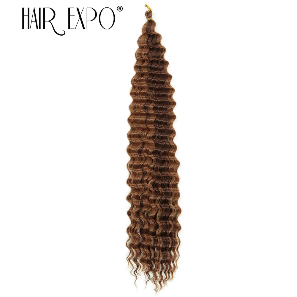 30Inch Deep Wave Twist Crochet Hair Synthetic Deep Curly Braiding Hair Extension Ombre Bohemian Ocean Wave Braids Hair For Women
