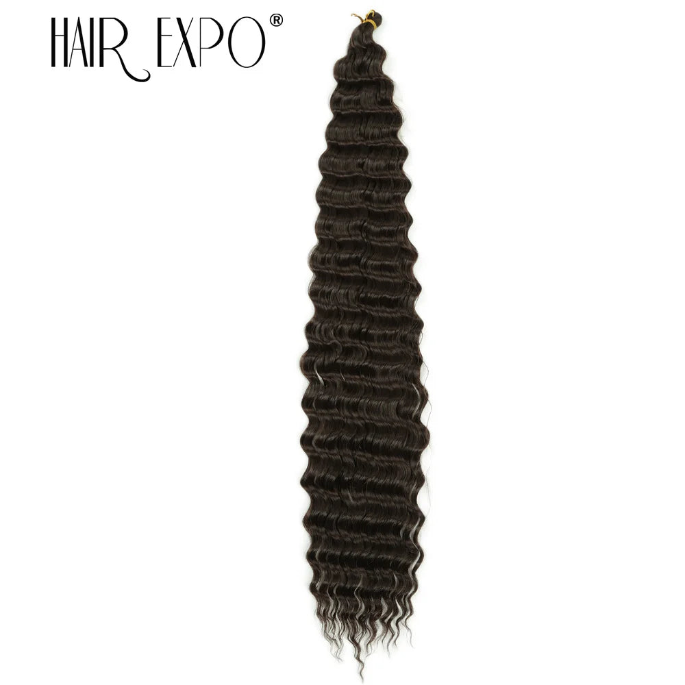 30Inch Deep Wave Twist Crochet Hair Synthetic Deep Curly Braiding Hair Extension Ombre Bohemian Ocean Wave Braids Hair For Women