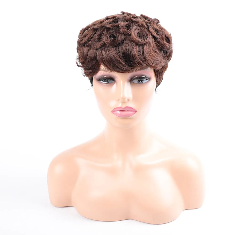 Short Wigs for Women Curly Hair Short Cut Wig High Quality Synthetic Wig Afro Woman Artificial Fake Original Factory Extensions