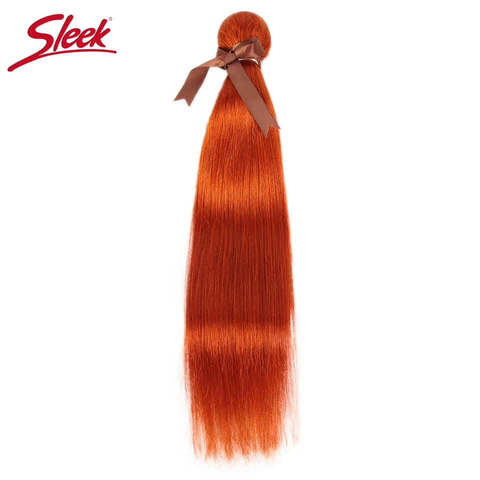 Sleek Ginger Orange Straight Brazilian Hair Weave Bundles Deal Human Hair Extension 8 To 28 Inch Remy 100% Human Hair Bundles