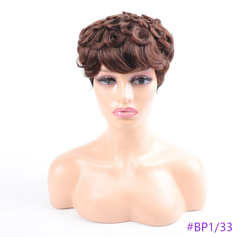 Short Wigs for Women Curly Hair Short Cut Wig High Quality Synthetic Wig Afro Woman Artificial Fake Original Factory Extensions
