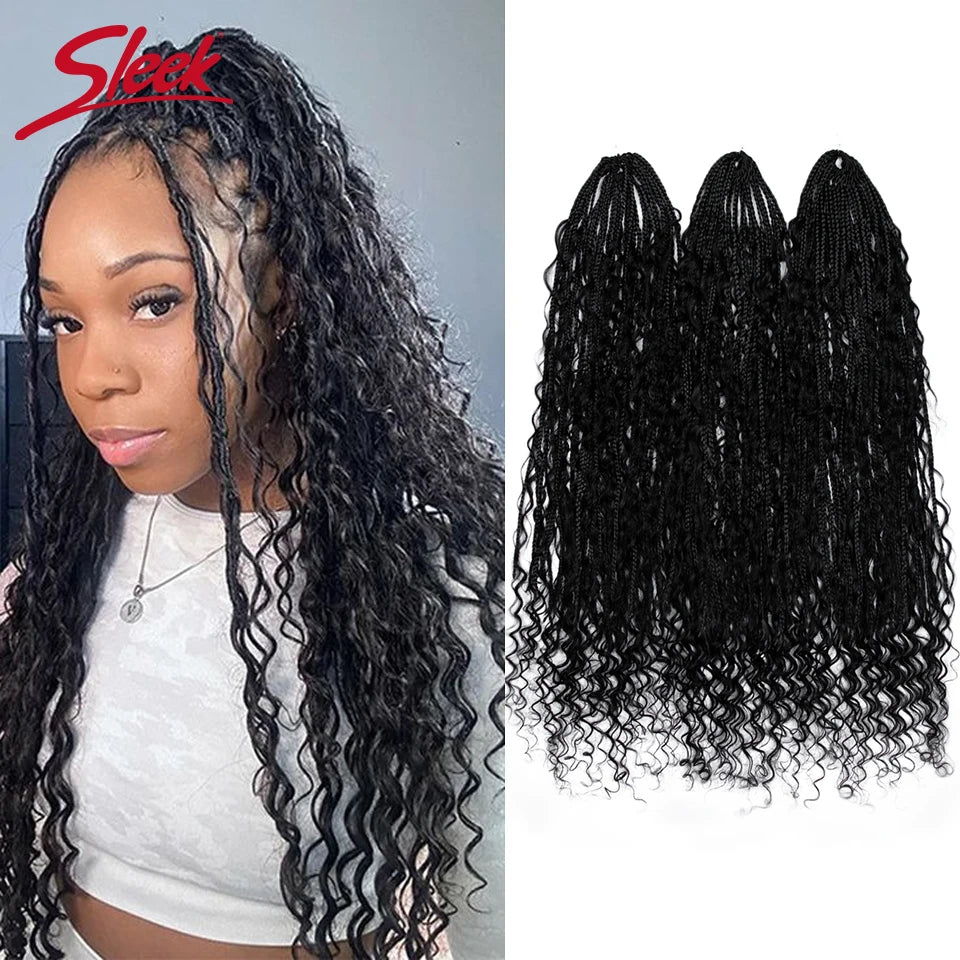 Sleek Natural Color Boho Locs Human Hair Curls Pre Looped Crochet Boho Locs with Human Hair Curls Knotless Locs Braid Extensions