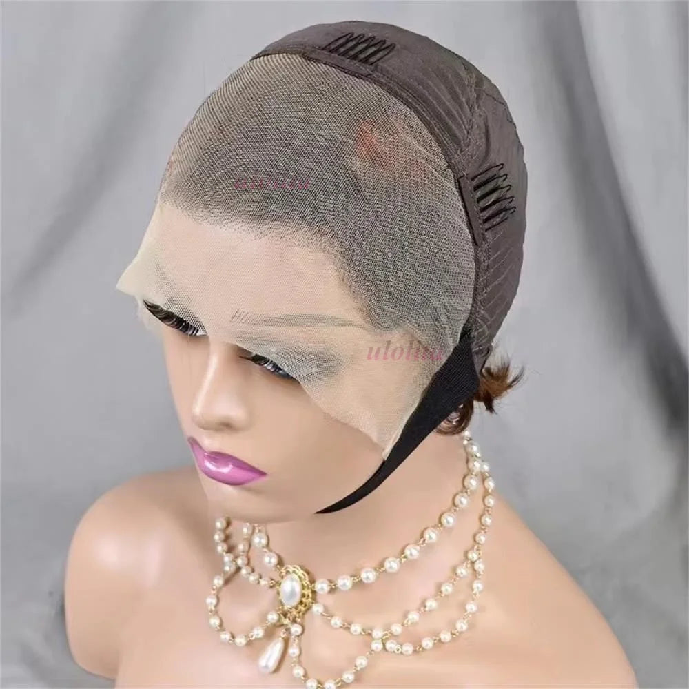 Full Hand Weaving Short Curly Wig 13*4 Lace Frontal Design Brazilian Virgin Remy Human Hair New Style Comfortable & Natural Fit