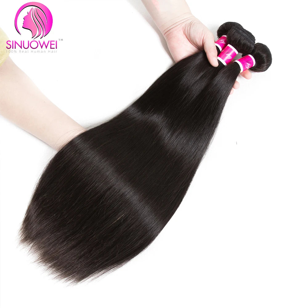 Straight Human Hair 3 Bundles Brazilian Hair Straight Weave Bundles Virgin Hair Human Hair Extensions For Women Natural Black