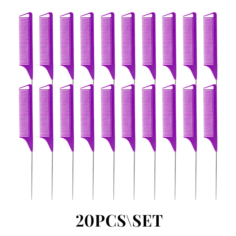 10/20PCS Professional Hair Styling Pointy Tail Comb（Black, Purple, Pink, Green, Yellow） for Wig, Partition, Braid, Hair Dye,