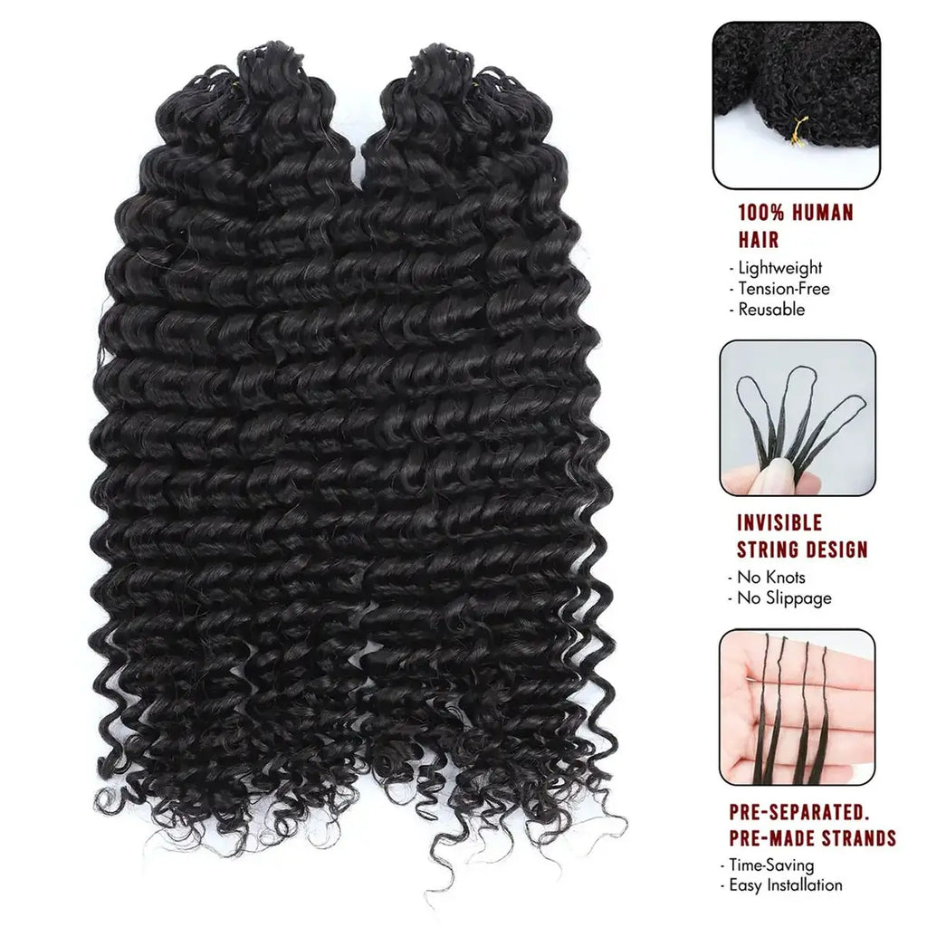 Body Wave Kinky Curly Knotless Pre-Separated Crochet Hair Extensions Feather Hair Extensions Straight Hair Human Hair For Women