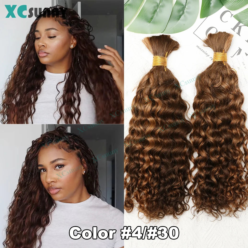Bulk Curly Human Hair For Braiding 27 Burmese Bulk Human Hair Deep Wave 30 For Boho Knotless Braids Double Drawn Bundles