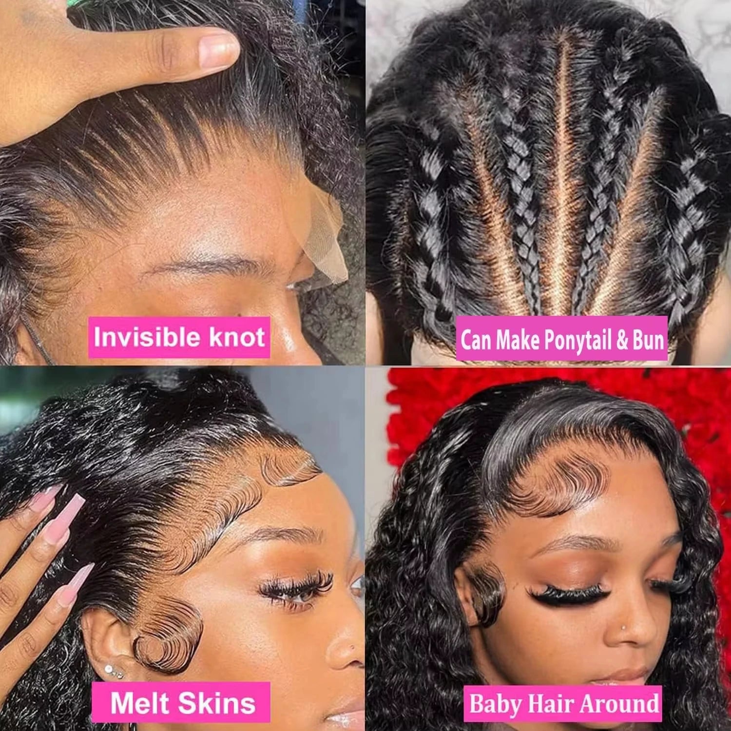 360 HD Full Lace Front Wigs Curly Wig Human Hair Pre Plucked Deep Wave Invisible Strap Wig 13x4 13x6 HD Lace Frontal Wig