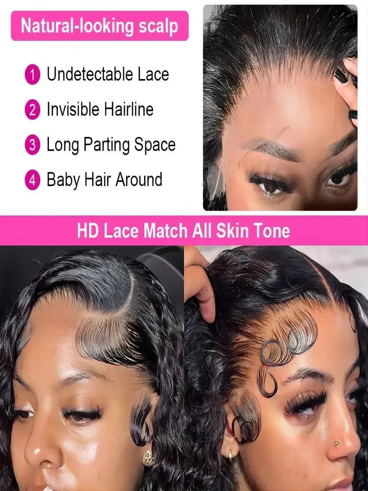 200 Density Water Curly 13x6 HD Lace Frontal Human Hair Wigs Brazilian 30 40 Inch Loose Deep Wave 13x4 Lace Front Wig For Women