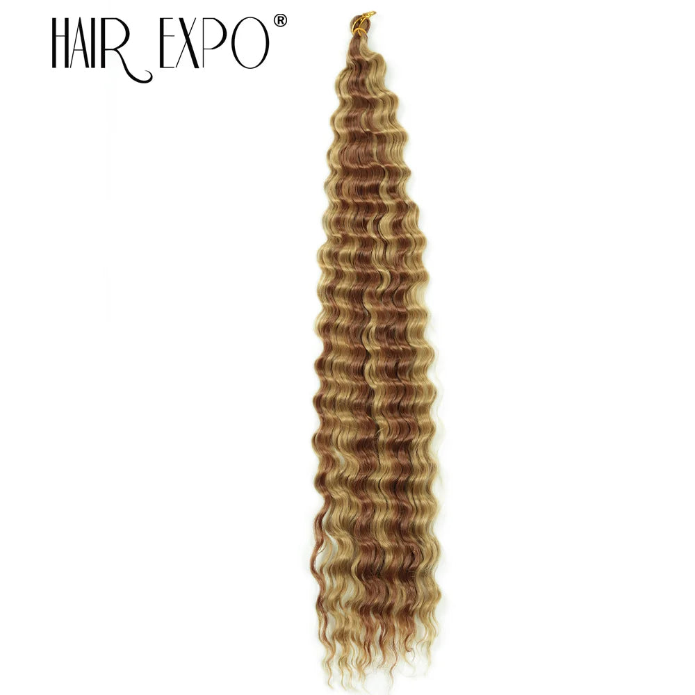 30Inch Deep Wave Twist Crochet Hair Synthetic Deep Curly Braiding Hair Extension Ombre Bohemian Ocean Wave Braids Hair For Women