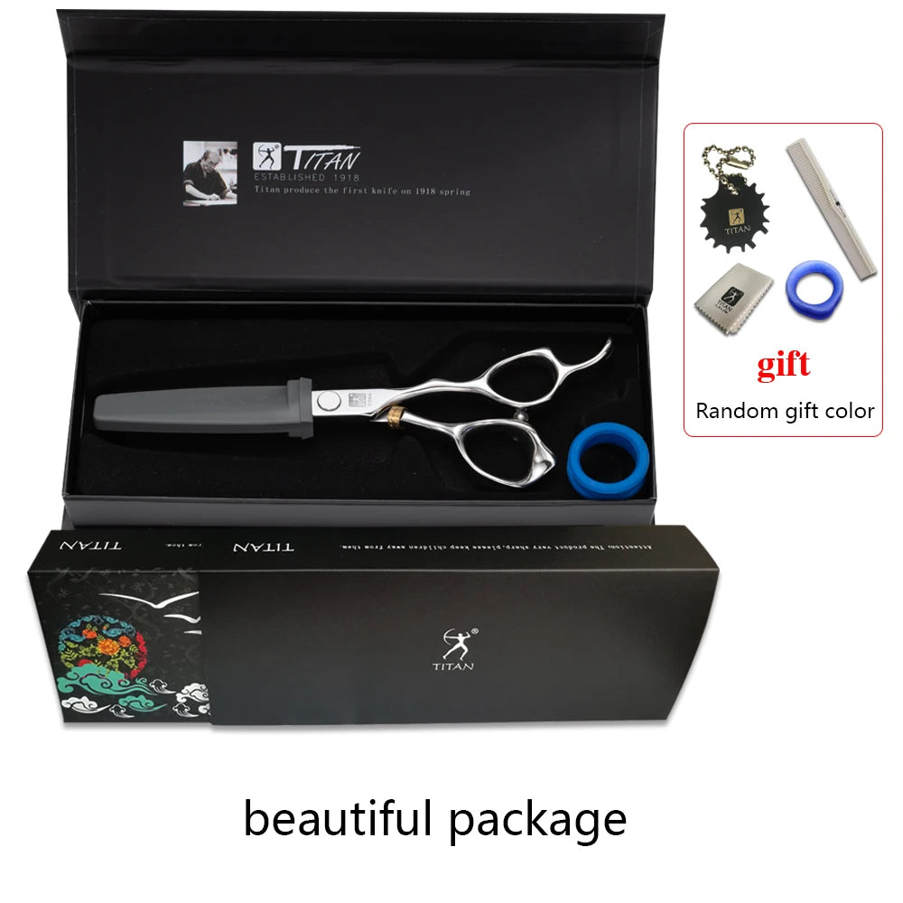 TITAN professional barber cut left handle  hair scissors cutting and thinning shear 6inch 440c japan stainless steel