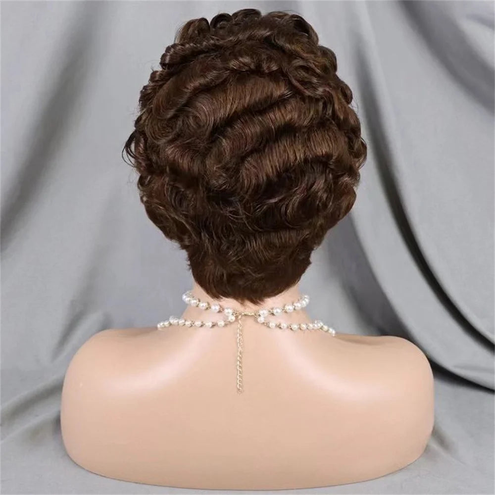 Full Hand Weaving Short Curly Wig 13*4 Lace Frontal Design Brazilian Virgin Remy Human Hair New Style Comfortable & Natural Fit