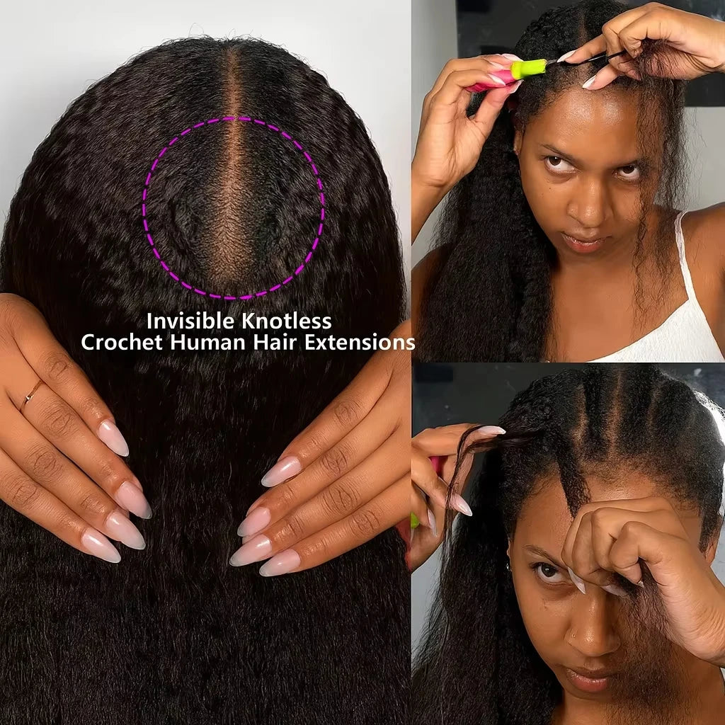 Body Wave Kinky Curly Knotless Pre-Separated Crochet Hair Extensions Feather Hair Extensions Straight Hair Human Hair For Women