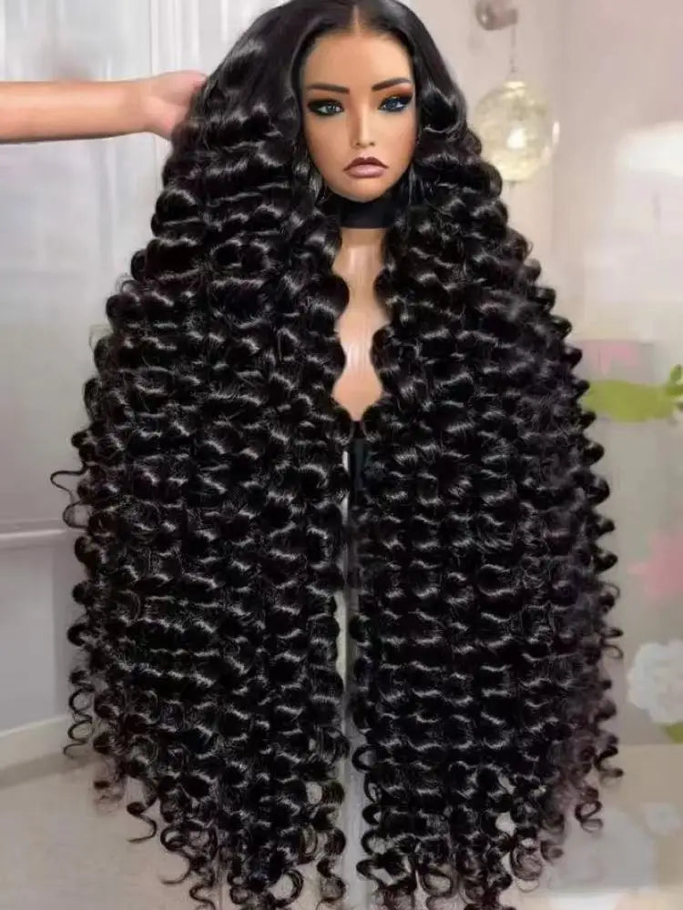 13x6 Brazilian Deep Wave Lace Front Wigs 250% Density Swiss Lace 28 30 Inch Glueless Wigs Pre Plucked Natural Hairline For Women