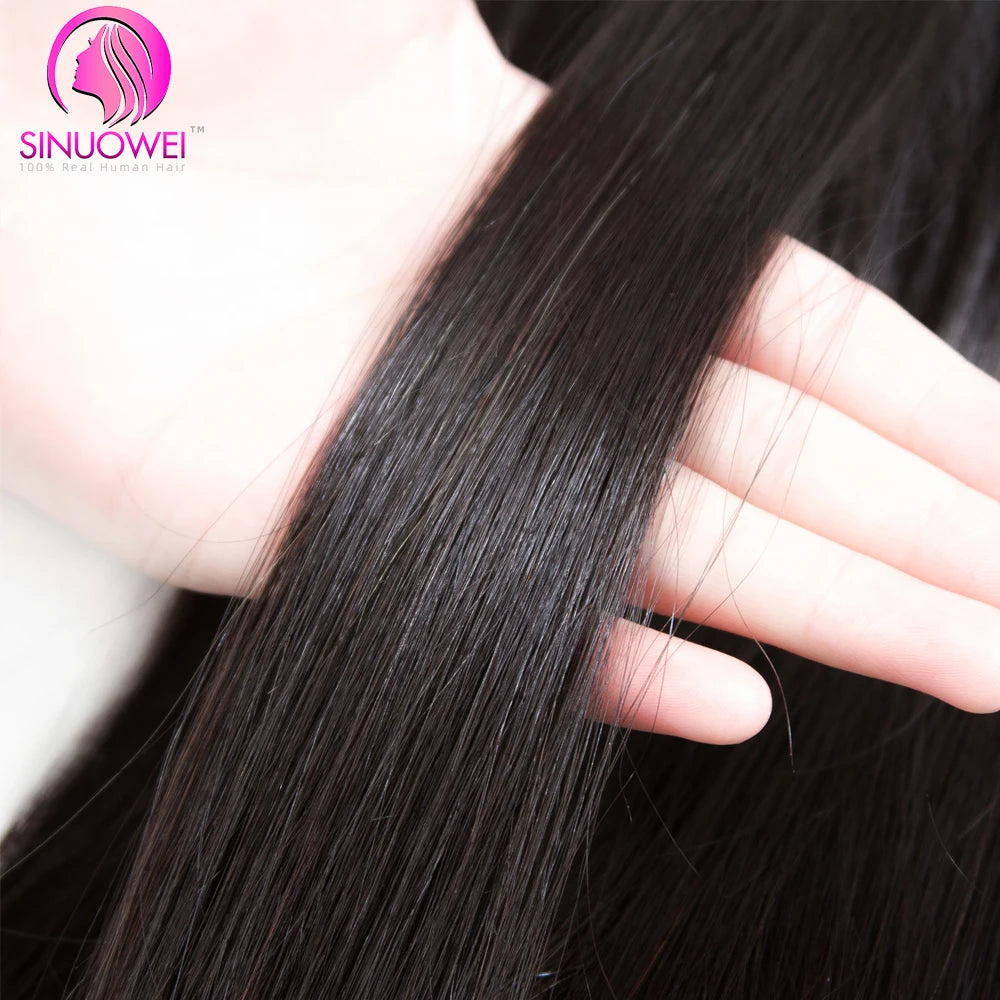 Straight Human Hair 3 Bundles Brazilian Hair Straight Weave Bundles Virgin Hair Human Hair Extensions For Women Natural Black