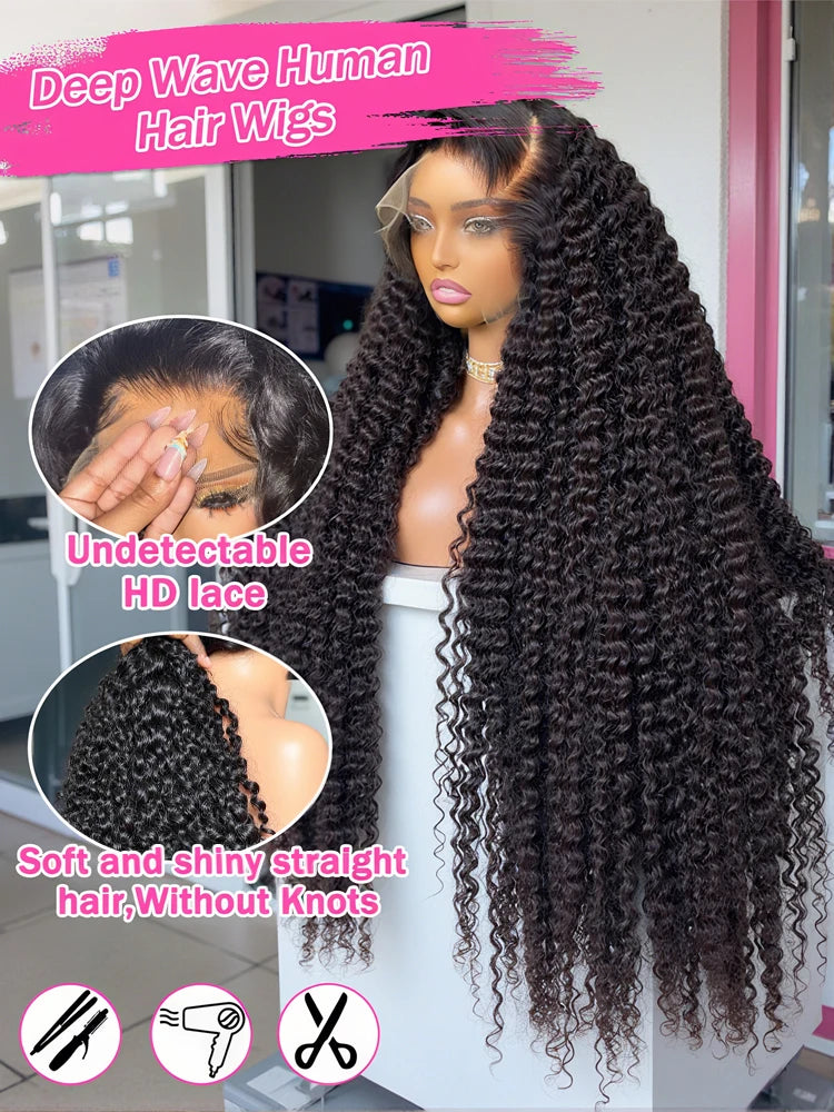 Luvin Curly Wigs 13x6 Hd Lace Wigs Loose Deep Wave Frontal Wig Brazilian Curly Human Hair Wigs Water Wave Glueless Wig For Women