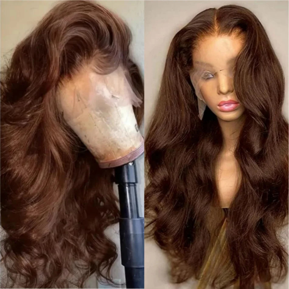 Chocolate Brown 13x4 Body Wave Lace Front Wigs Brown HD 13x6 Lace Frontal Wigs For Women Human Hair Pre Plucked Brazilian