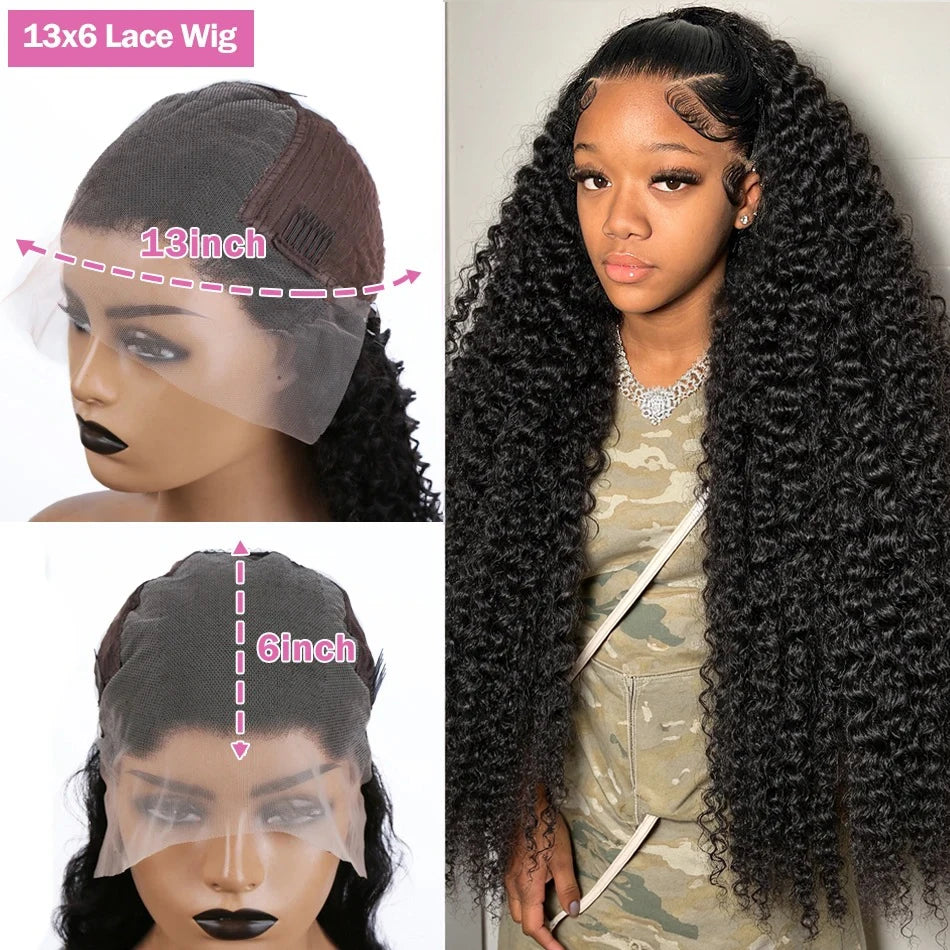 200 Density Water Curly 13x6 HD Lace Frontal Human Hair Wigs Brazilian 30 40 Inch Loose Deep Wave 13x4 Lace Front Wig For Women
