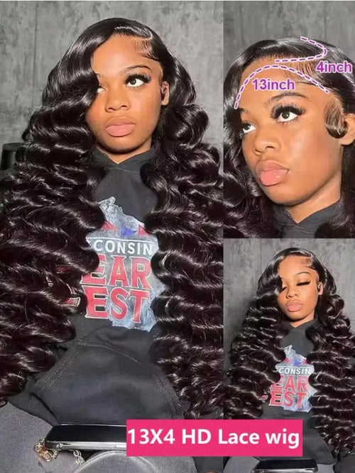 13x6 Brazilian Deep Wave Lace Front Wigs 250% Density Swiss Lace 28 30 Inch Glueless Wigs Pre Plucked Natural Hairline For Women