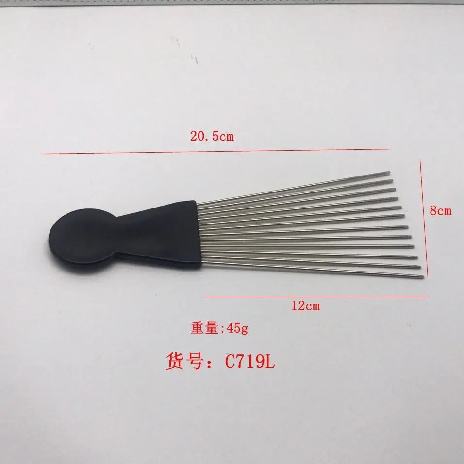 African Fist Comb Barbershop Brush Black Perm Pick Hairbrush Styling Steel Needle Comb Professioanl Mens Hairdressing Comb Tools