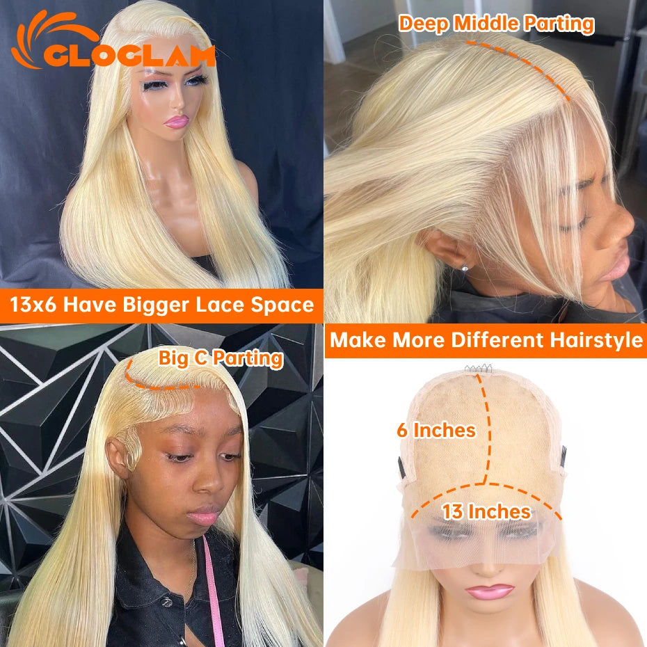 Straight 220 Density 13x4 13x6 360 Lace Front Wig Human Hair Pre Plucked Remy Brazilian Blonde 613 Lace Frontal Wigs 36 38 Inch