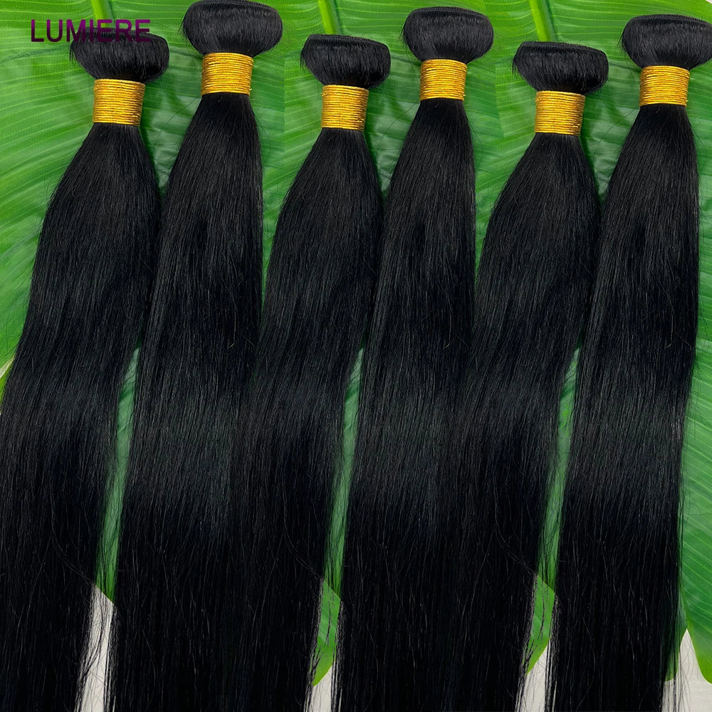 40inch Bone Straight Human Hair Bundles 100% Brazilian Raw Virgin Human Hair 1/3/4 Bundles for Women 18A Thick Bundles Wholeasle