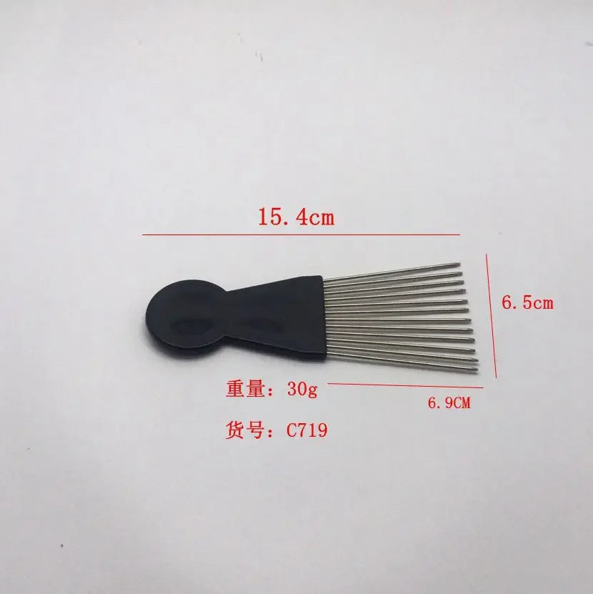African Fist Comb Barbershop Brush Black Perm Pick Hairbrush Styling Steel Needle Comb Professioanl Mens Hairdressing Comb Tools
