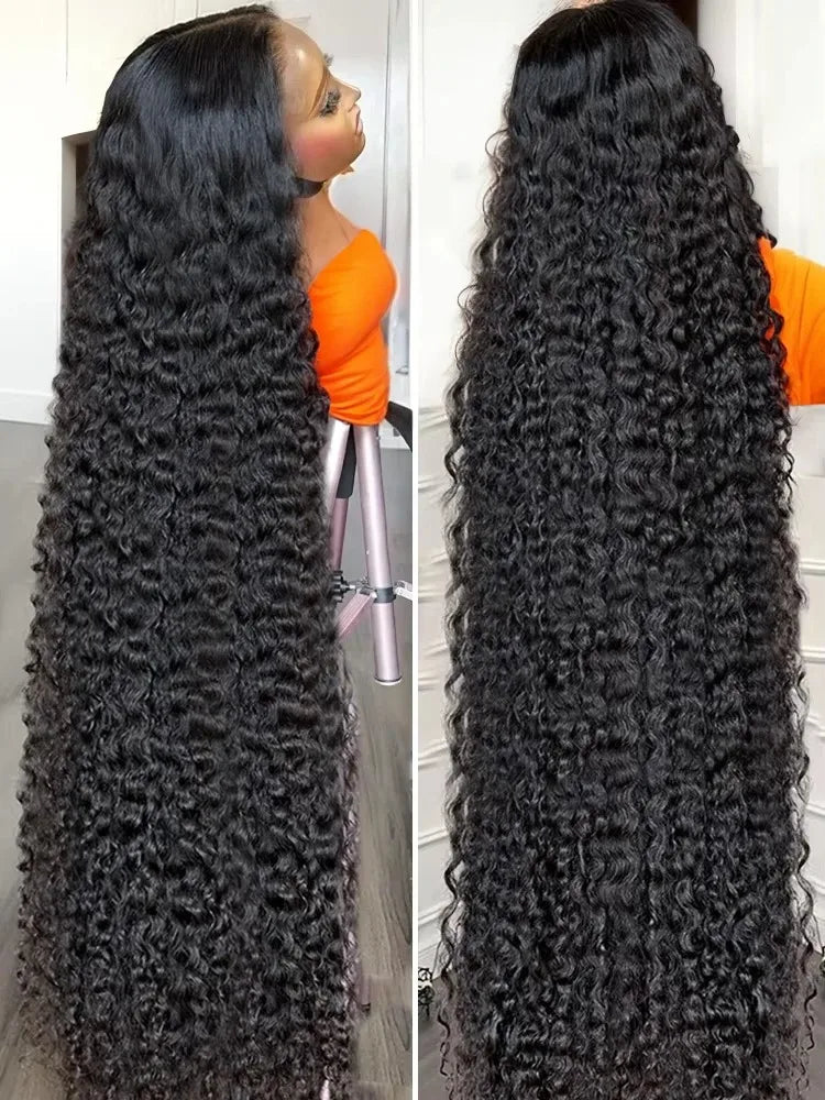 200 Density Water Curly 13x6 HD Lace Frontal Human Hair Wigs Brazilian 30 40 Inch Loose Deep Wave 13x4 Lace Front Wig For Women