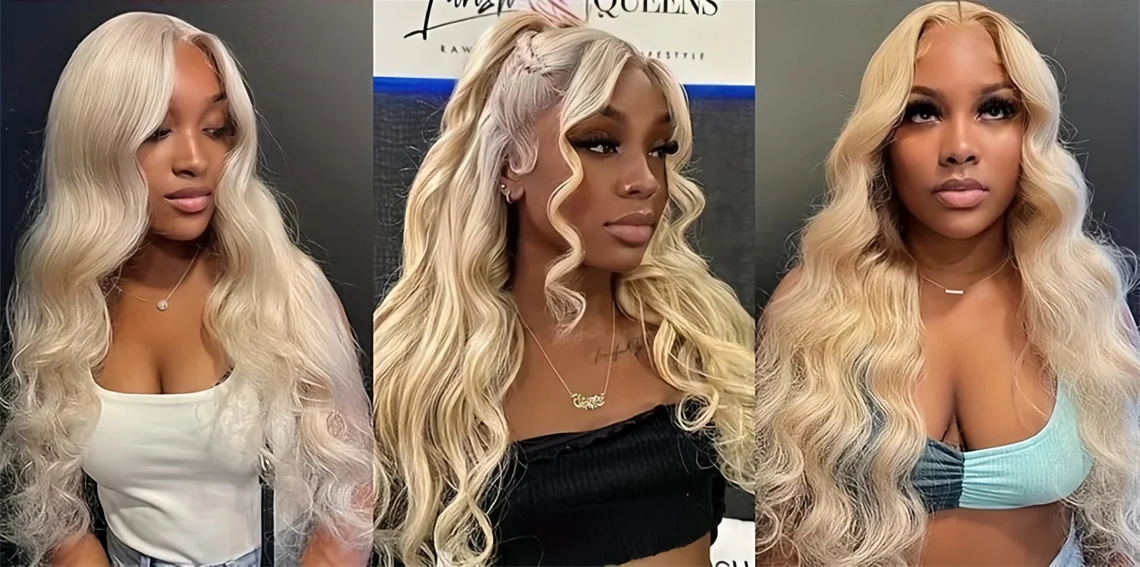 Curly Wavy Long Blonde Wig for Women Middle Part Synthetic Lace Front Wig Loose Body Wave 13X4 Lace Frontal Wig for Daily Party
