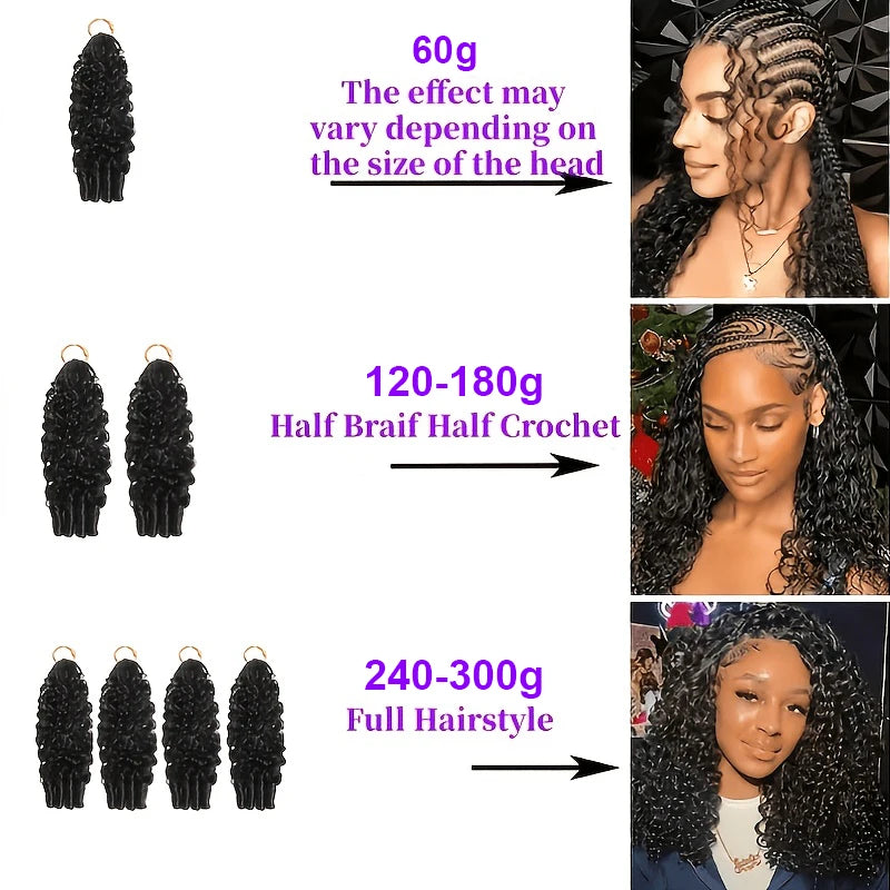 Pre Looped Crochet Human Hair Extensions Burmese Curly Feather-Line Invisible Crochet Hair Pre Separated Knotless For Braiding