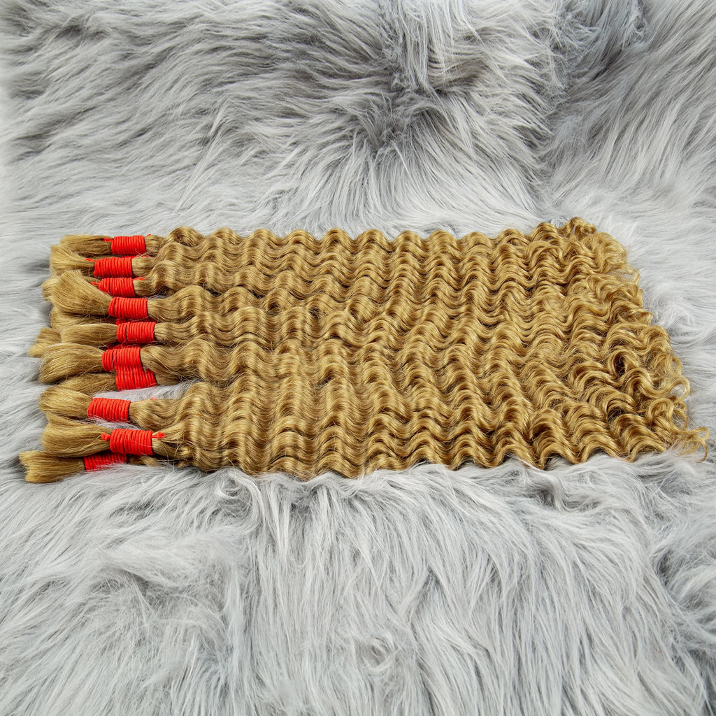Blonde Deep Wave Human Hair Bundles 28 Inch #27 Colored Human Hair Bundles Brazilian Human Hair Bundles Deep Wave Boho Braids