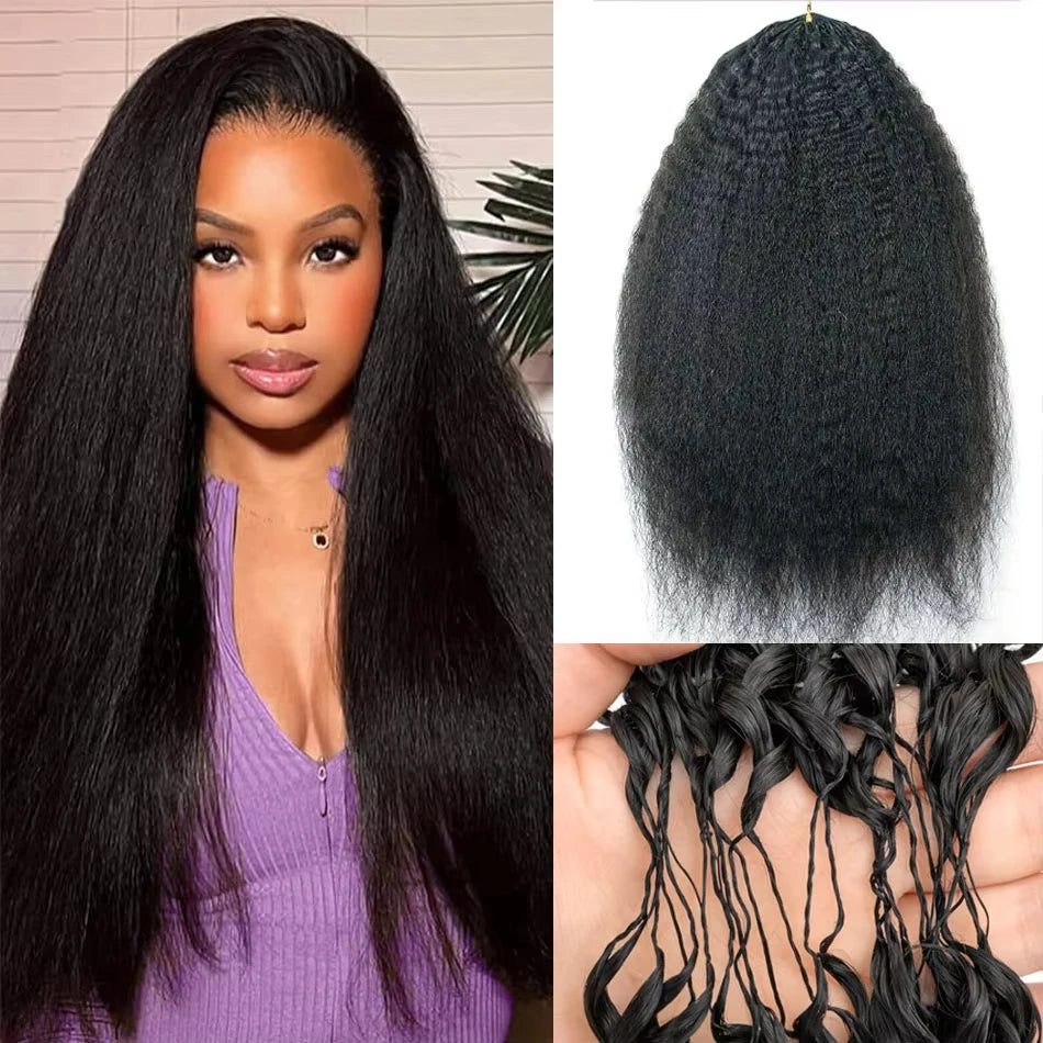 Body Wave Kinky Curly Knotless Pre-Separated Crochet Hair Extensions Feather Hair Extensions Straight Hair Human Hair For Women