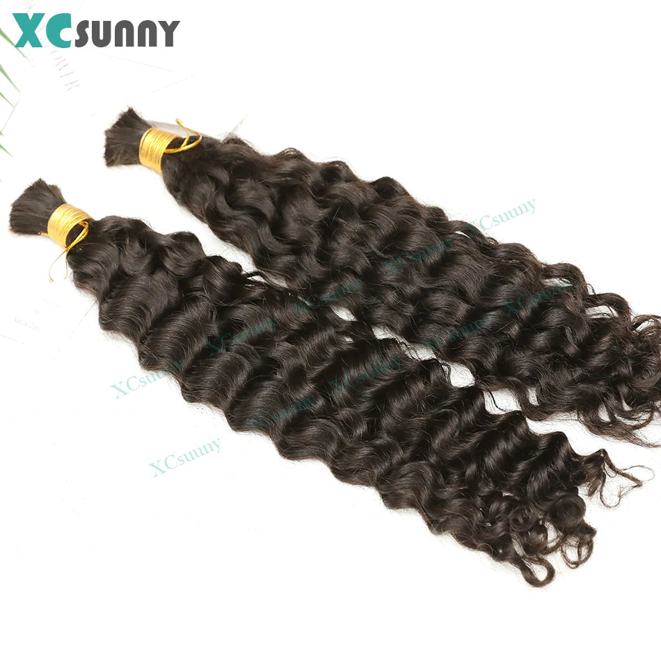 Bulk Curly Human Hair For Braiding 27 Burmese Bulk Human Hair Deep Wave 30 For Boho Knotless Braids Double Drawn Bundles