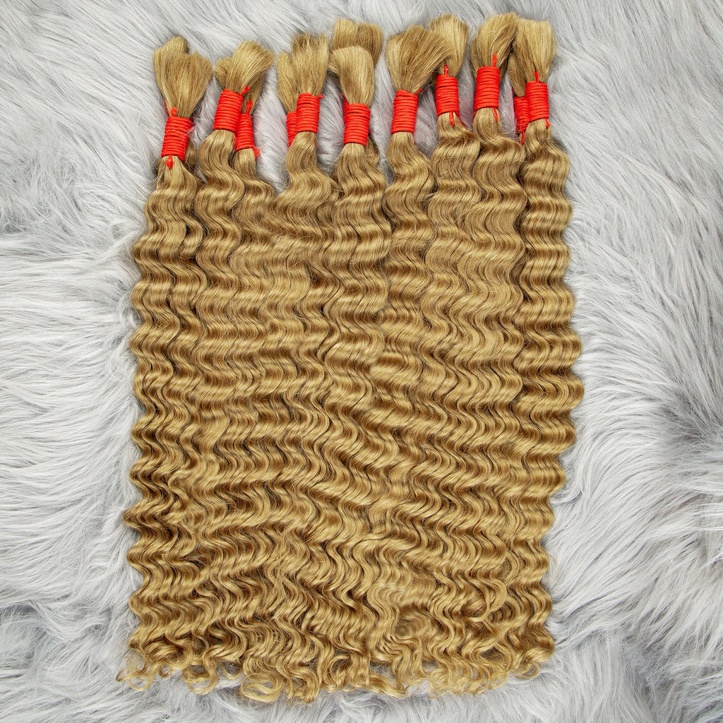Blonde Deep Wave Human Hair Bundles 28 Inch #27 Colored Human Hair Bundles Brazilian Human Hair Bundles Deep Wave Boho Braids