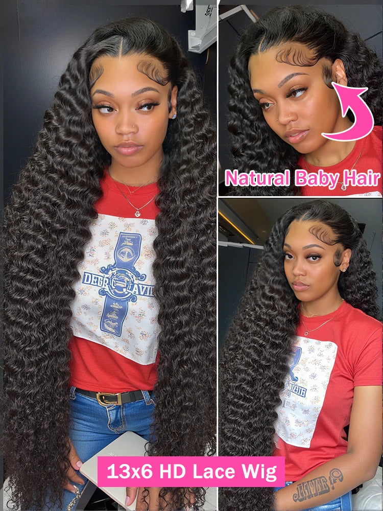 Luvin Curly Wigs 13x6 Hd Lace Wigs Loose Deep Wave Frontal Wig Brazilian Curly Human Hair Wigs Water Wave Glueless Wig For Women