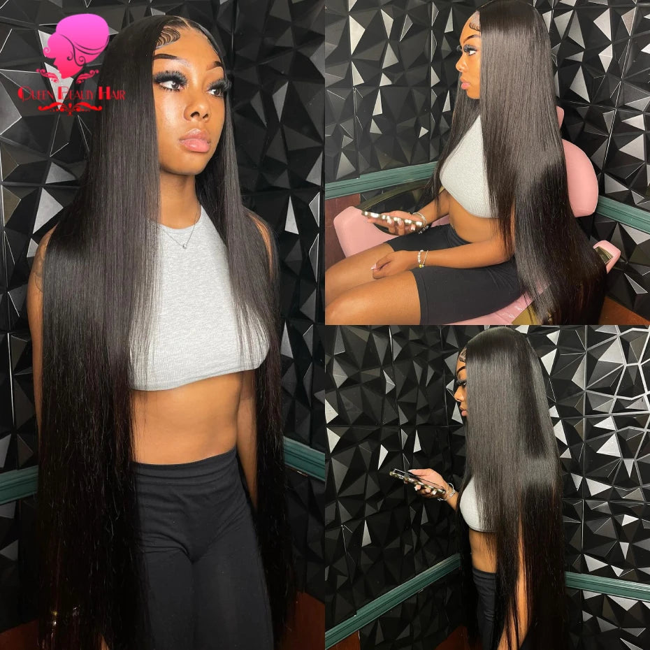 300 Density Lace Wig Human Hair Lace Frontal Wigs Natural Black Brazilian Bone Straight 13x4 13x6 360 Lace Front Human Hair Wig