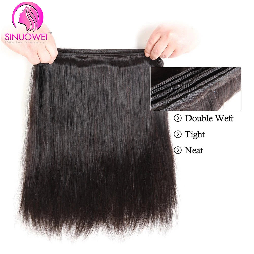 Straight Human Hair 3 Bundles Brazilian Hair Straight Weave Bundles Virgin Hair Human Hair Extensions For Women Natural Black