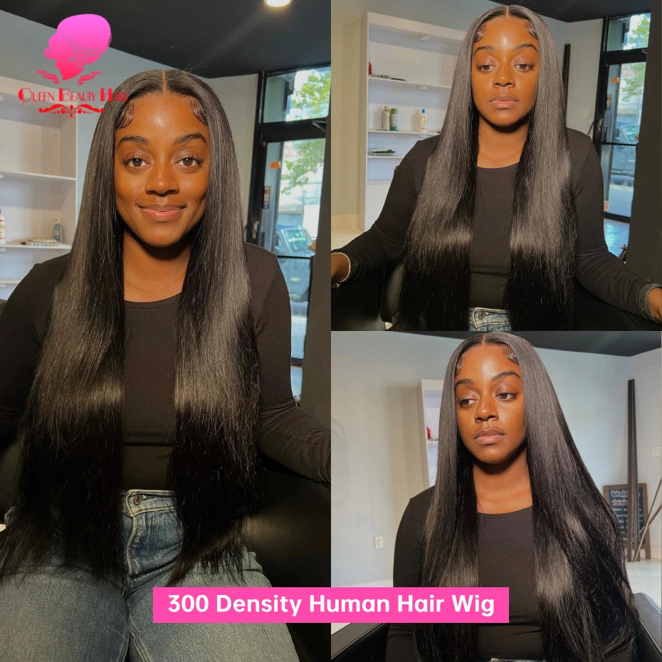 300 Density Lace Wig Human Hair Lace Frontal Wigs Natural Black Brazilian Bone Straight 13x4 13x6 360 Lace Front Human Hair Wig