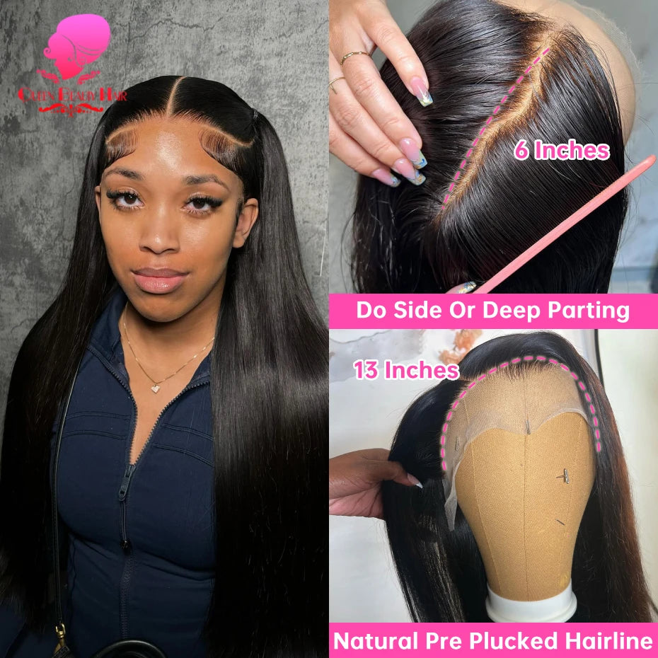 300 Density Lace Wig Human Hair Lace Frontal Wigs Natural Black Brazilian Bone Straight 13x4 13x6 360 Lace Front Human Hair Wig