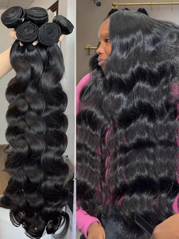 30 34 Inch Body Wave Raw 1 3 4 Bundles Indian Unprocessed Human Hair Wavys Double Drawn Virgin Bundles Weave Extensions