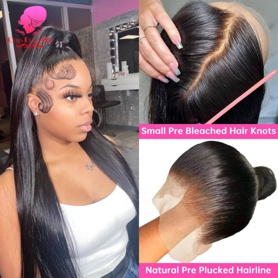 300 Density Lace Wig Human Hair Lace Frontal Wigs Natural Black Brazilian Bone Straight 13x4 13x6 360 Lace Front Human Hair Wig
